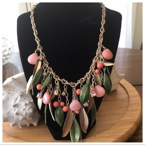 Coldwater Creek Enamel and Gold Leaf Necklace 26”